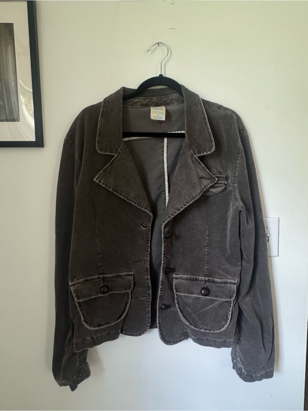 NOR Washed Brown Notched Collar Button Blazer